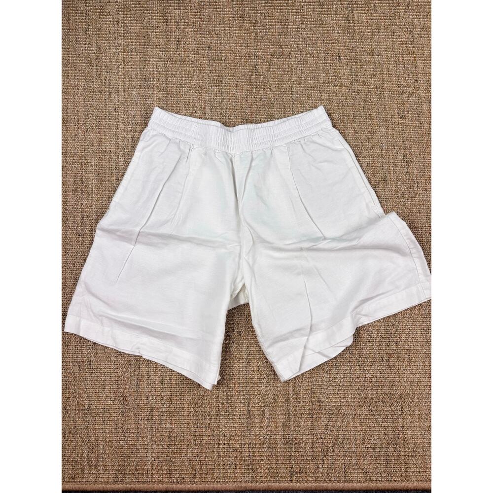 🤍 LOFT Pull-On Bermuda Shorts | M | White Linen Cotton